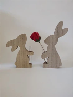 Bunny ak vaz Pak dekorasyon Bunny lapen ak ti vaz vè